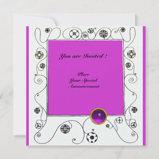 MAGIC THE SPRING hell violett schwarz braun Einladung (Rückseite)