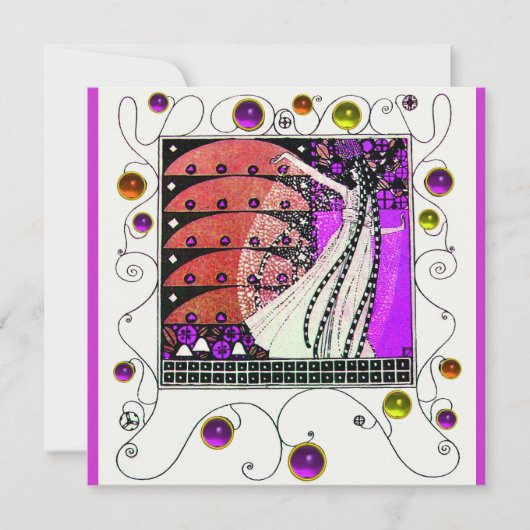 MAGIC THE SPRING hell violett schwarz braun Einladung (Vorderseite)