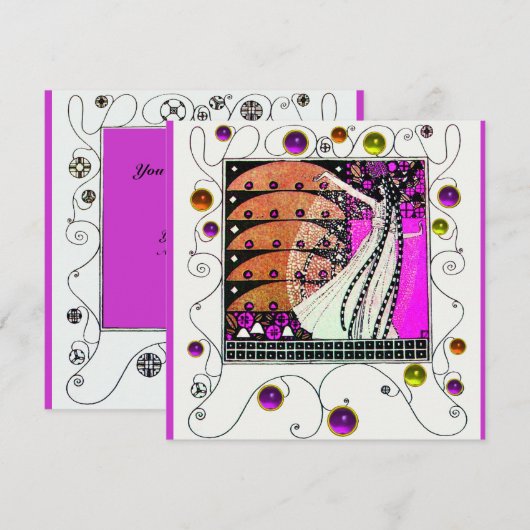 MAGIC THE SPRING hell violett schwarz braun Einladung (Vorne/Hinten)