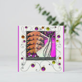 MAGIC THE SPRING hell violett schwarz braun Einladung (Stehend Vorderseite)