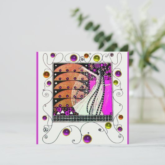 MAGIC THE SPRING hell violett schwarz braun Einladung (Stehend Vorderseite)