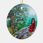 MAGIC TREE / Morgendämmerung in grünem Holz und Da Keramikornament (Links)