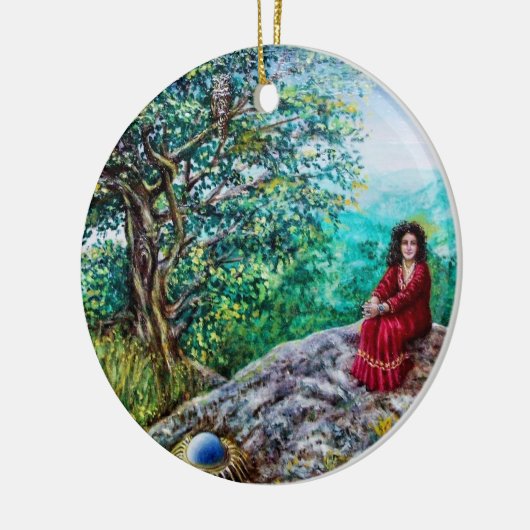 MAGIC TREE / Morgendämmerung in grünem Holz und Da Keramikornament (Links)