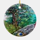 MAGIC TREE / Morgendämmerung in grünem Holz und Da Keramikornament (Hinten)