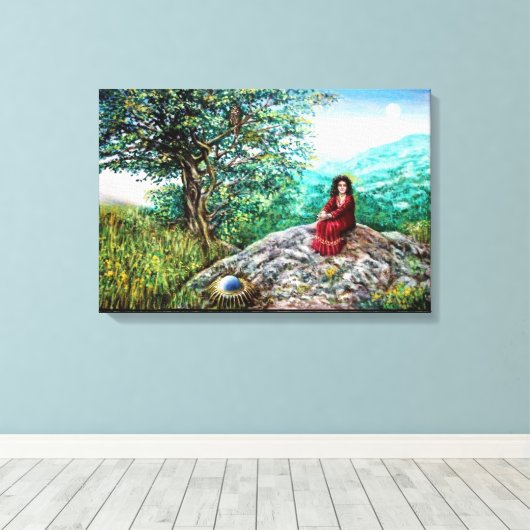 MAGIC TREE / Morgendämmerung in grünem Holz und Da Leinwanddruck (Insitu (Holzboden))