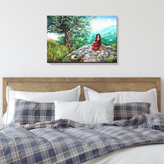 MAGIC TREE / Morgendämmerung in grünem Holz und Da Leinwanddruck (Insitu (Schlafzimmer))