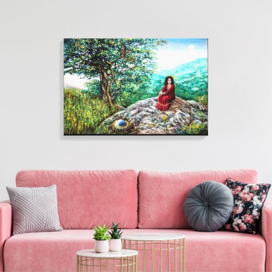 MAGIC TREE / Morgendämmerung in grünem Holz und Da Leinwanddruck (Insitu (Wohnzimmer))