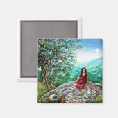 MAGIC TREE / Morgendämmerung in grünem Holz und Da Magnet (Vorderseite/Rückseite)