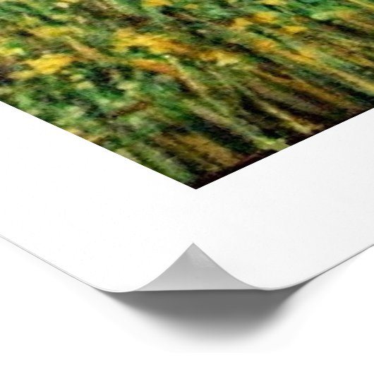 MAGIC TREE / Morgendämmerung in grünem Holz und Da Poster (Ecke)