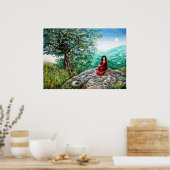 MAGIC TREE / Morgendämmerung in grünem Holz und Da Poster (Küche)