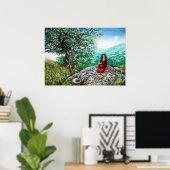 MAGIC TREE / Morgendämmerung in grünem Holz und Da Poster (Heimbüro)