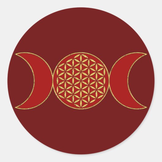 Magic Triple Moon - Spirit Blume des Lebens 1 Stun Runder Aufkleber (Vorderseite)