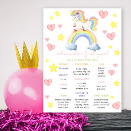 Magic Unicorn Erster Geburtstag Meilenstein Geburt Poster