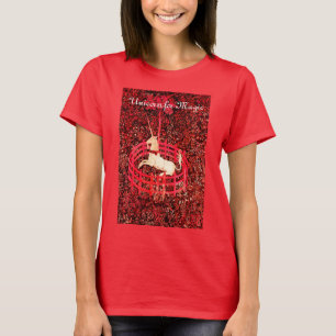 MAGIC UNICORN, FANTASIE-BLUME, ROTE FLORALMOTIFS T-Shirt
