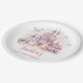 Magic Unicorn Princess Burg Birthday Papierplatte Pappteller (Schrägansicht)