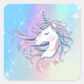 Magic Unicorn Quadratischer Aufkleber (Vorderseite)