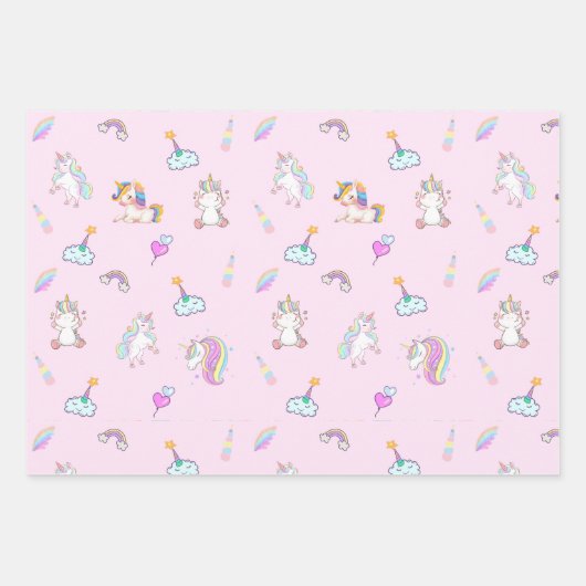 Magic Unicorn Regenbogengradienten 1. Party Geschenkpapier Set (Vorderseite)