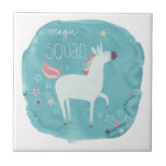 Magic Unicorn Squad Fliese<br><div class="desc">Magic Unicorn Squad III von Juni Erica Vess. Das Einhorn ist mit einem pastellfarbenen Aquarellboden versehen.</div>