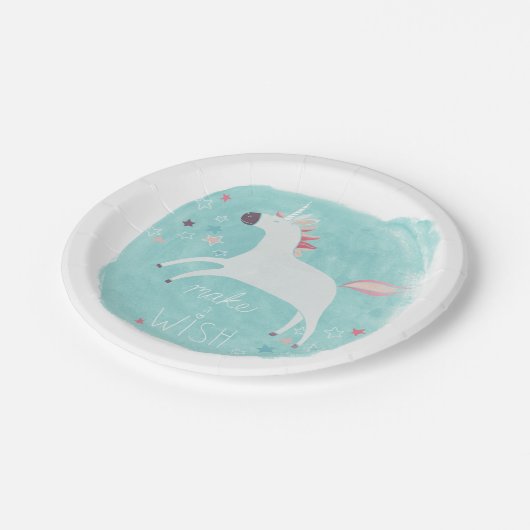 Magic Unicorn Squad - Mach einen Wunsch Pappteller (Schrägansicht)
