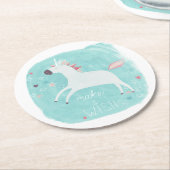 Magic Unicorn Squad - Mach einen Wunsch Runder Pappuntersetzer (Angewinkelt)