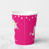Magic Unicorn und Weiße Blume auf Magenta Pappbecher (Rechts)