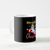 Magic Unicorn zu Weihnachten mit Glitzer Kaffeetasse (Vorderseite Links)