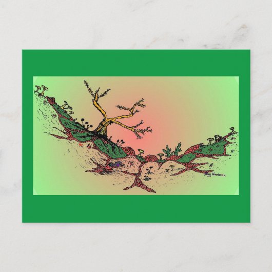 Magic Valley Daytime Art Postcard - Green, Pink Postkarte (Vorderseite)