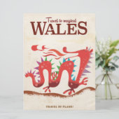 Magic Wales Dragon Reiseplakat Einladung (Stehend Vorderseite)