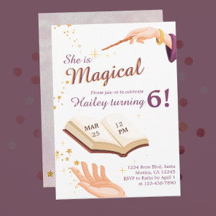 Magic Wand Girl Wizard Einladung zum Geburtstag