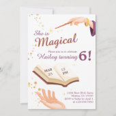 Magic Wand Girl Wizard Einladung zum Geburtstag (Vorderseite)