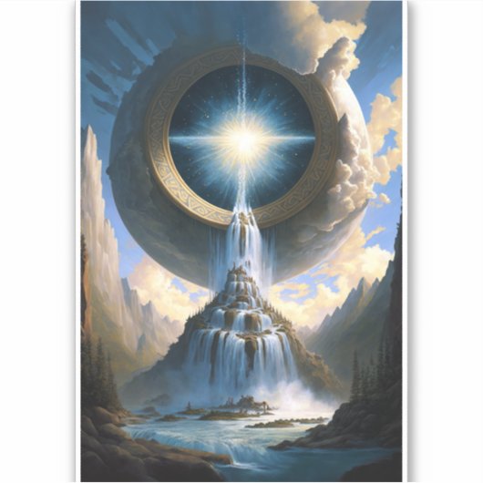 Magic Waterfall Surreal Fantasy Art Aufkleber (Vorderseite)