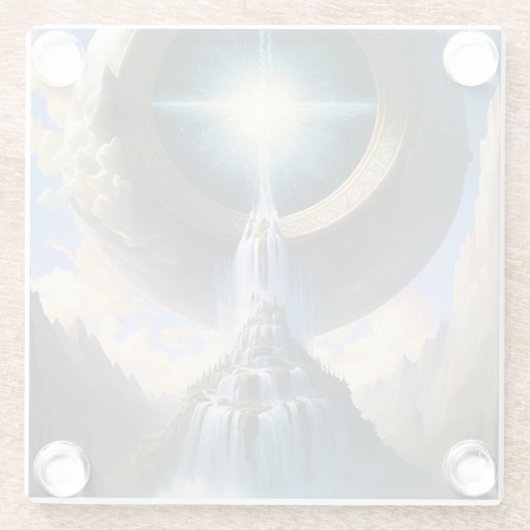 Magic Waterfall Surreal Fantasy Art Glasuntersetzer (Rückseite)