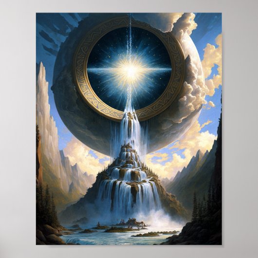 Magic Waterfall Surreal Fantasy Art Poster (Vorne)