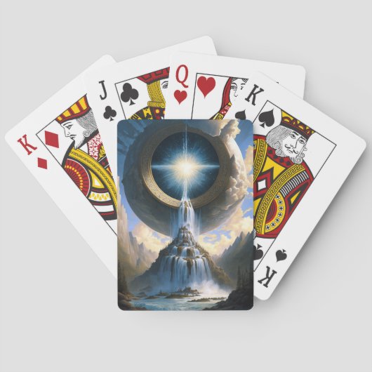 Magic Waterfall Surreal Fantasy Art Spielkarten (Rückseite)