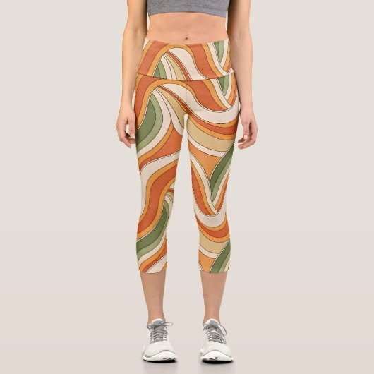 Magic Wave Pattern Capri Leggings (Vorderseite)
