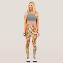 Magic Wave Pattern Capri Leggings