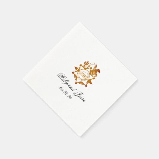 Magic Western Dark Brown Wedding Serviette (Ecke)