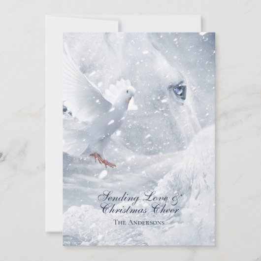 Magic White Horse & Dose on Ice - Weihnachtskarte (Vorderseite)