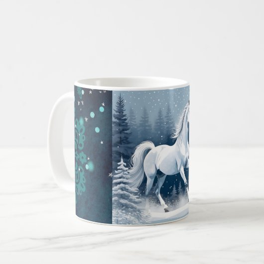 Magic White Winter Horse Kaffeetasse (Vorderseite Links)