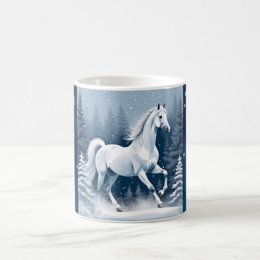 Magic White Winter Horse Kaffeetasse (Mittel)