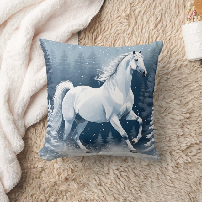 Magic White Winter Horse Kissen (Decke)