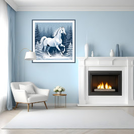 Magic White Winter Horse Poster