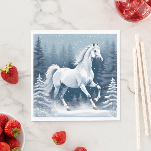 Magic White Winter Horse Serviette (Beispiel)