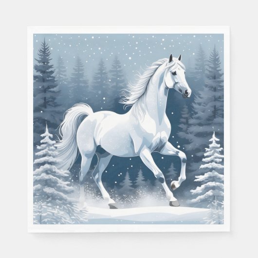 Magic White Winter Horse Serviette (Vorderseite)