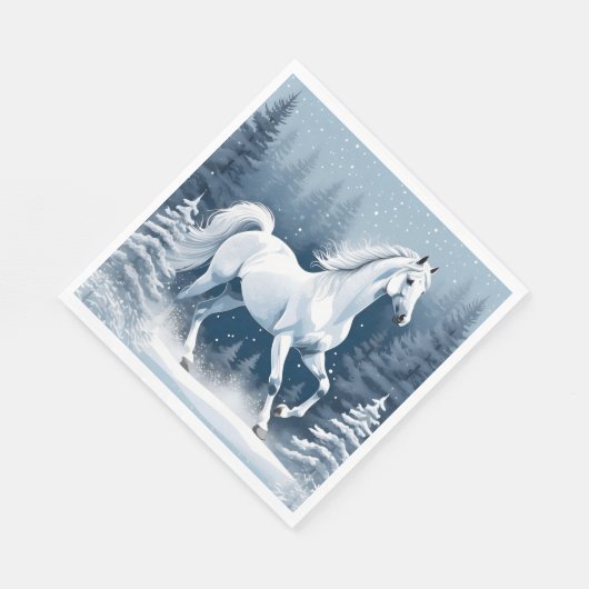 Magic White Winter Horse Serviette (Ecke)