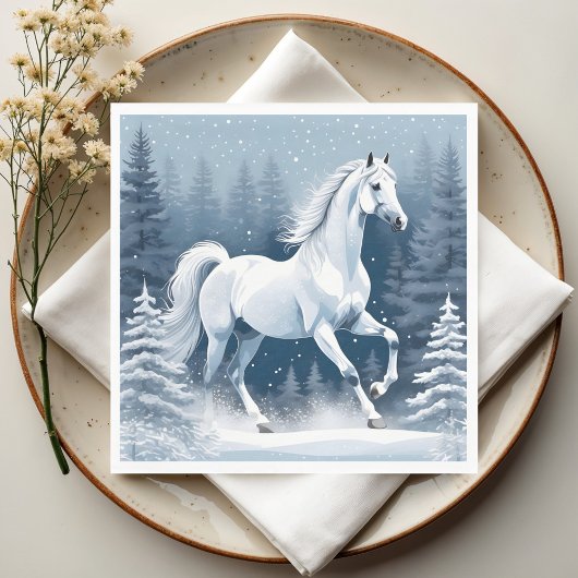 Magic White Winter Horse Serviette