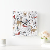Magic Winter Wonderland Quadratische Wanduhr (Zuhause)