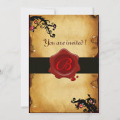 MAGIC WIRBEL PARCHMENT UND ROTES WAX SIEGEL MONOGR EINLADUNG (Vorderseite)