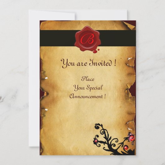 MAGIC WIRBEL PARCHMENT UND ROTES WAX SIEGEL MONOGR EINLADUNG (Rückseite)