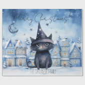 Magic Wizard Cat Watercolor Weihnachten Geschenkpapier (Flach)